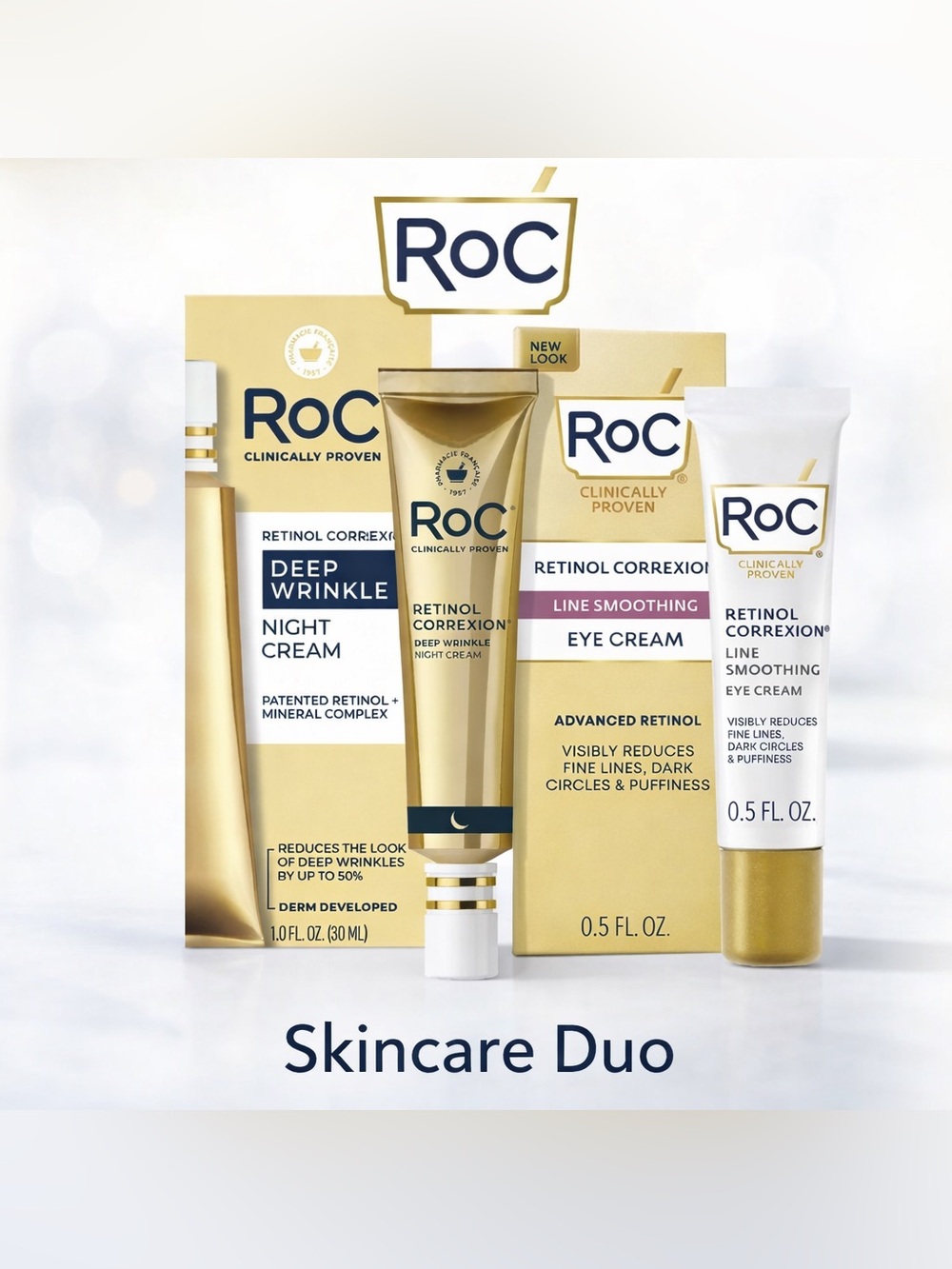 RoC Retinol Correxion Duo: Deep Wrinkle Night & Line Smoothing Eye Cream Set - Picture 2 of 16